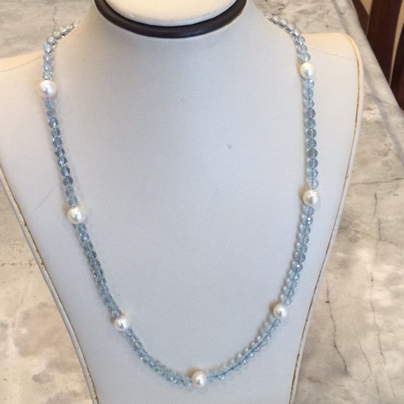 BLUE TOPAZ & PEARL NECKLACE